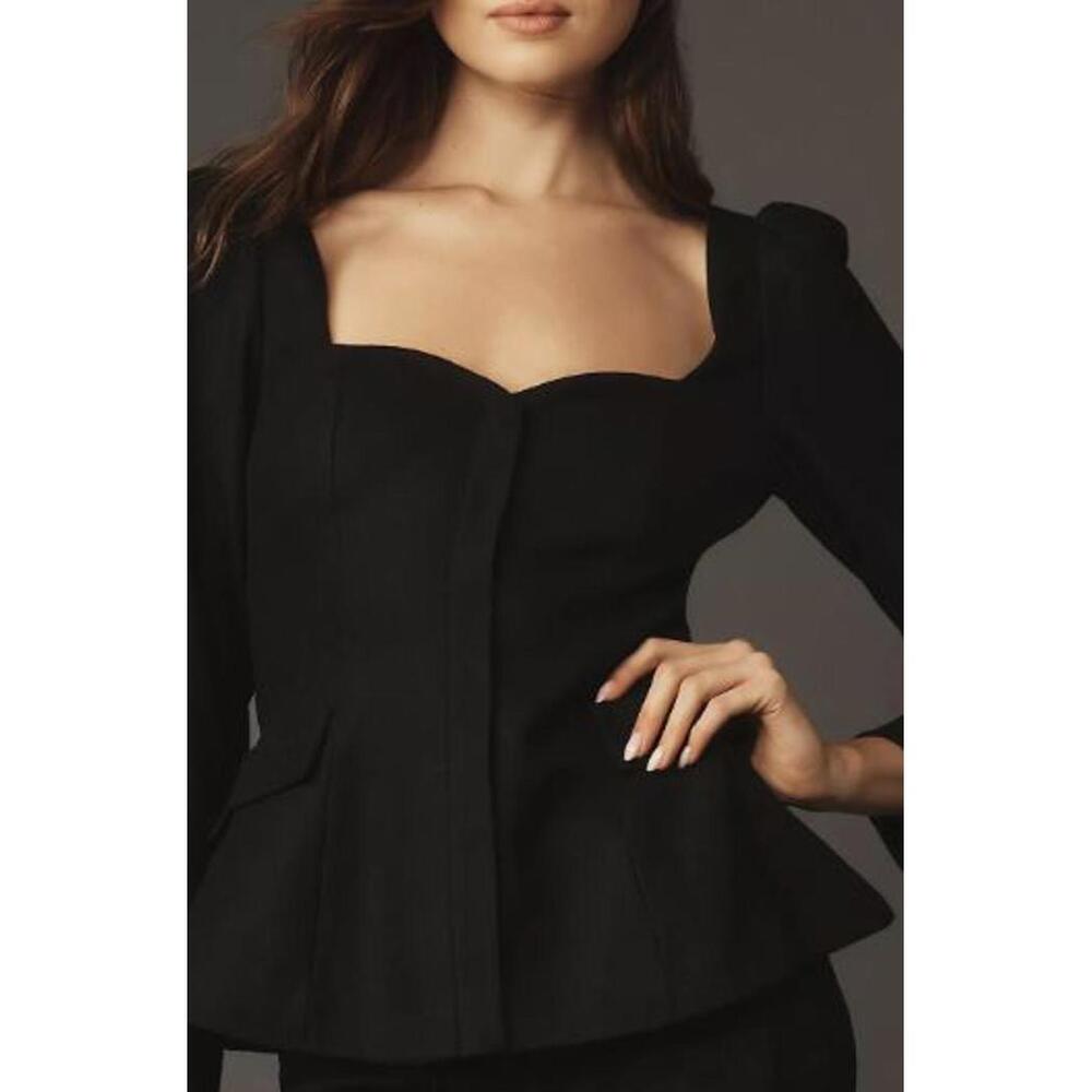 Black Women's Structured Peplum Jacket